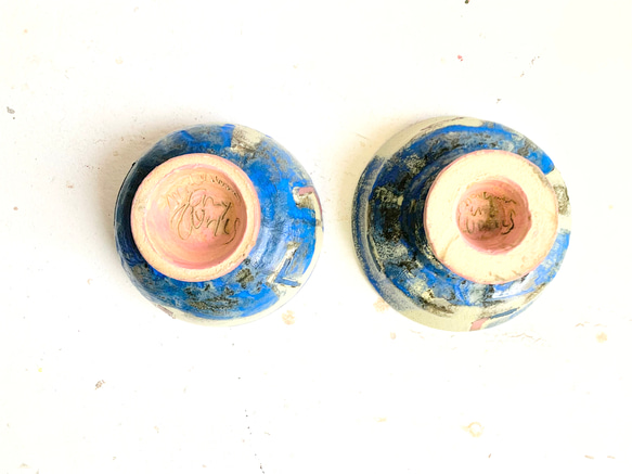青ピンク6〜7　ゴブレット　小鉢　小碗 6枚目の画像