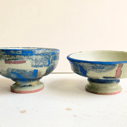 青ピンク6〜7　ゴブレット　小鉢　小碗 1枚目の画像