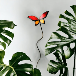 蝶々　ガーデンピック　ステンドグラス雑貨　ガーデン雑貨　ギフト　一点物　サンキャッチャー　誕生日プレゼント　送料無料 6枚目の画像
