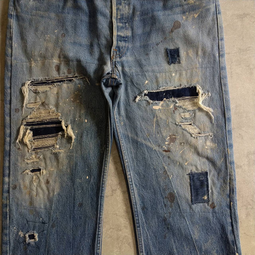 W36相当 リペアカスタム usa製 リーバイス 501 リメイクデニム