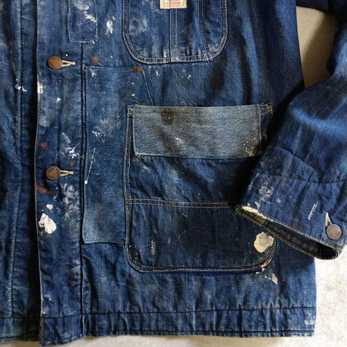 ヴィンテージ デニムカバーオール クライスラー パッチ パッチワークリペア ビンテージ sears デニム カバーオール