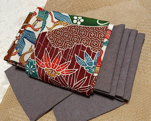 再値下げ　琉球紅型 正絹 小紋 紅型➕半幅帯、帯揚げ、帯締め 琉球紅型 正絹 小紋 紅型半幅帯、帯揚げ、帯締め