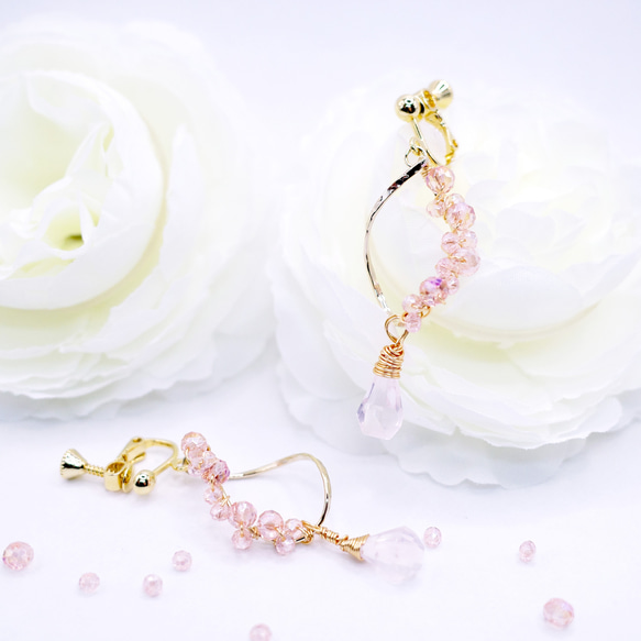 つぼみほころぶ桜のイヤリング（ネジバネ式） 2枚目の画像