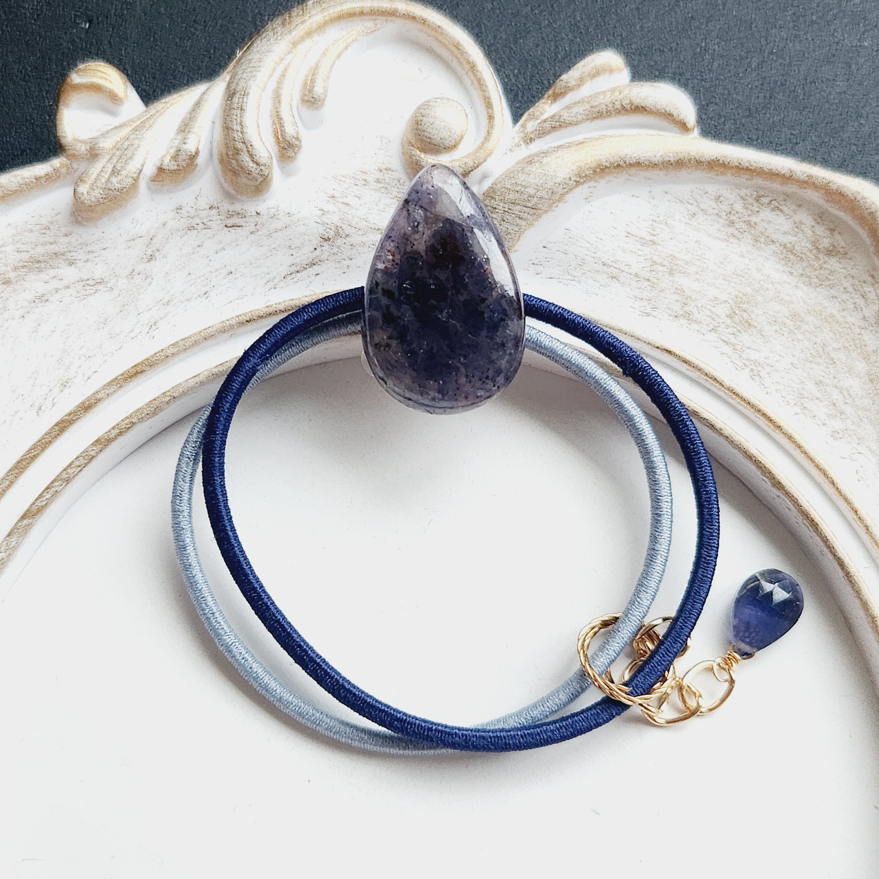 一点物】大きめ アイオライトの 雫 ヘアゴム③✩*˚