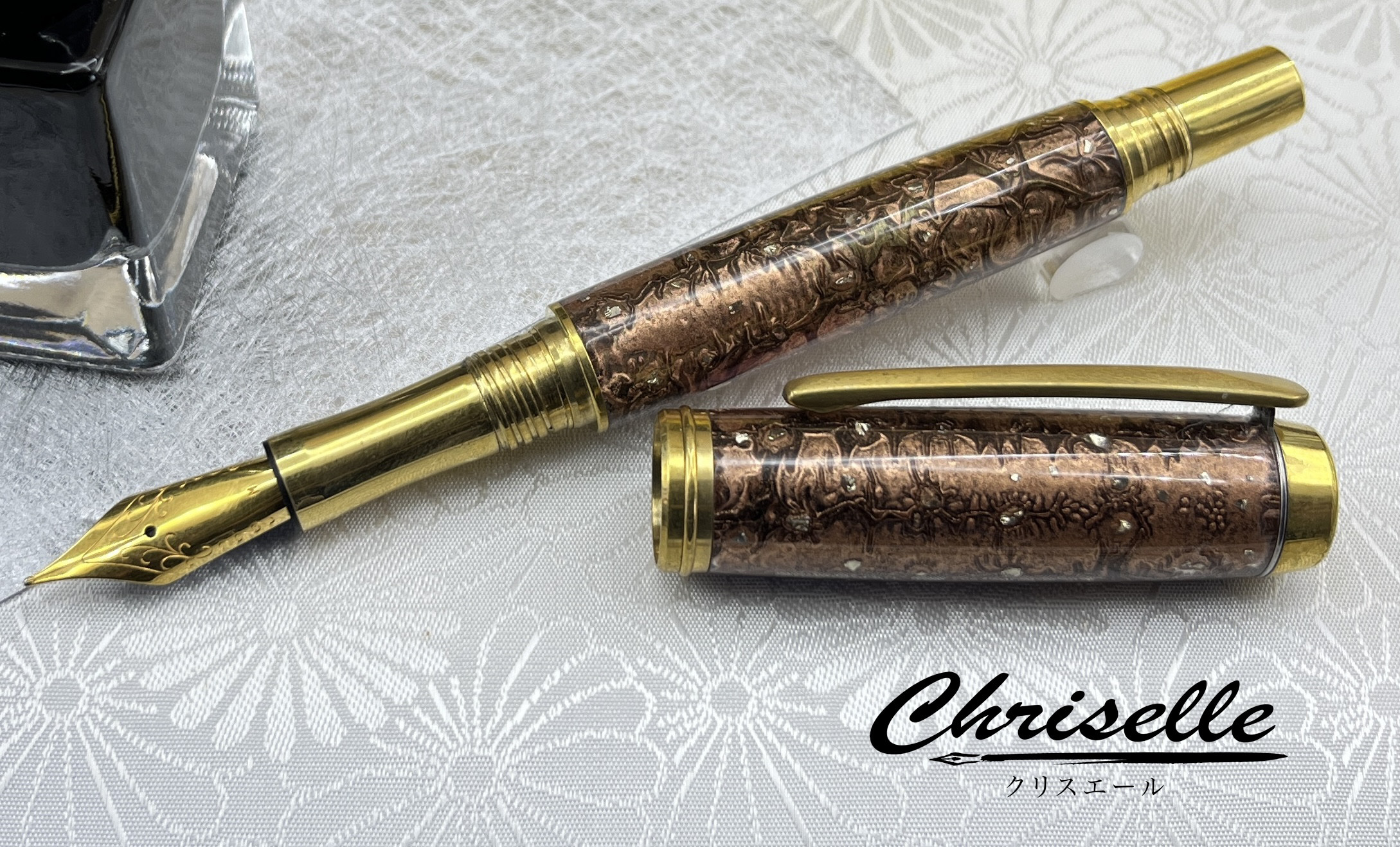 真鍮を土台に黄鉄鉱のペン！