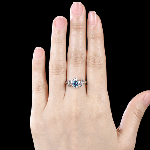 ローズフラワーリングユニークな6月の誕生石アレキサンドライトリング