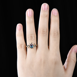 ユニークなリーフ自然にインスピレーションを得た婚約指輪セット 6 月の誕生石アレキサンドライト リング ムーン リング 6枚目の画像