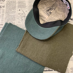 秋冬向け ハンチング（カーキ＆グリーン） リネンウール 5枚目の画像