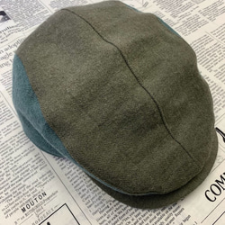 秋冬向け ハンチング（カーキ＆グリーン） リネンウール 1枚目の画像