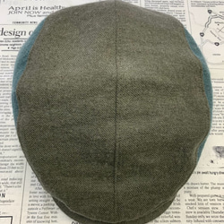 秋冬向け ハンチング（カーキ＆グリーン） リネンウール 2枚目の画像