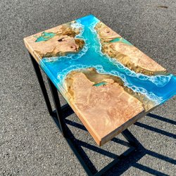 リバーテーブル レジンテーブル サイドテーブル 海 波レジン サイド