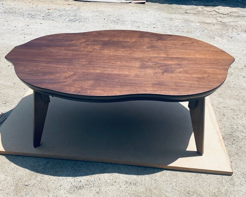 葉っぱ型こたつテーブルウォールナット120折りたたみ脚日本製