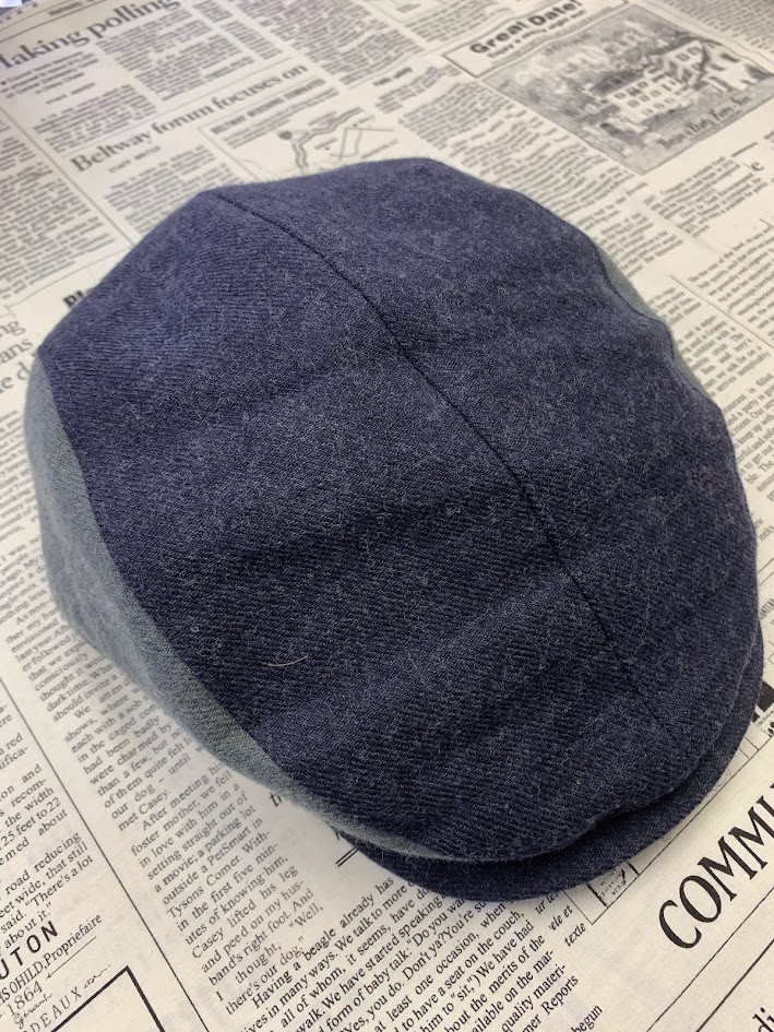 秋冬向け ハンチング（ネイビー＆グレー） リネンウール