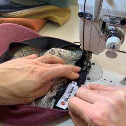 秋冬向け  ハンチング（チャコール＆ピンク） リネンウール 6枚目の画像