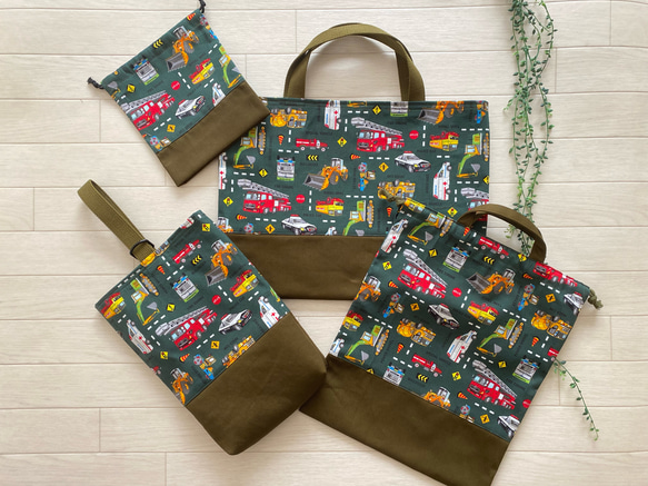 レッスンバッグ 上履き入れ体操服袋巾着箸箱袋ヌビ恐竜刺繍 レッスンバッグ