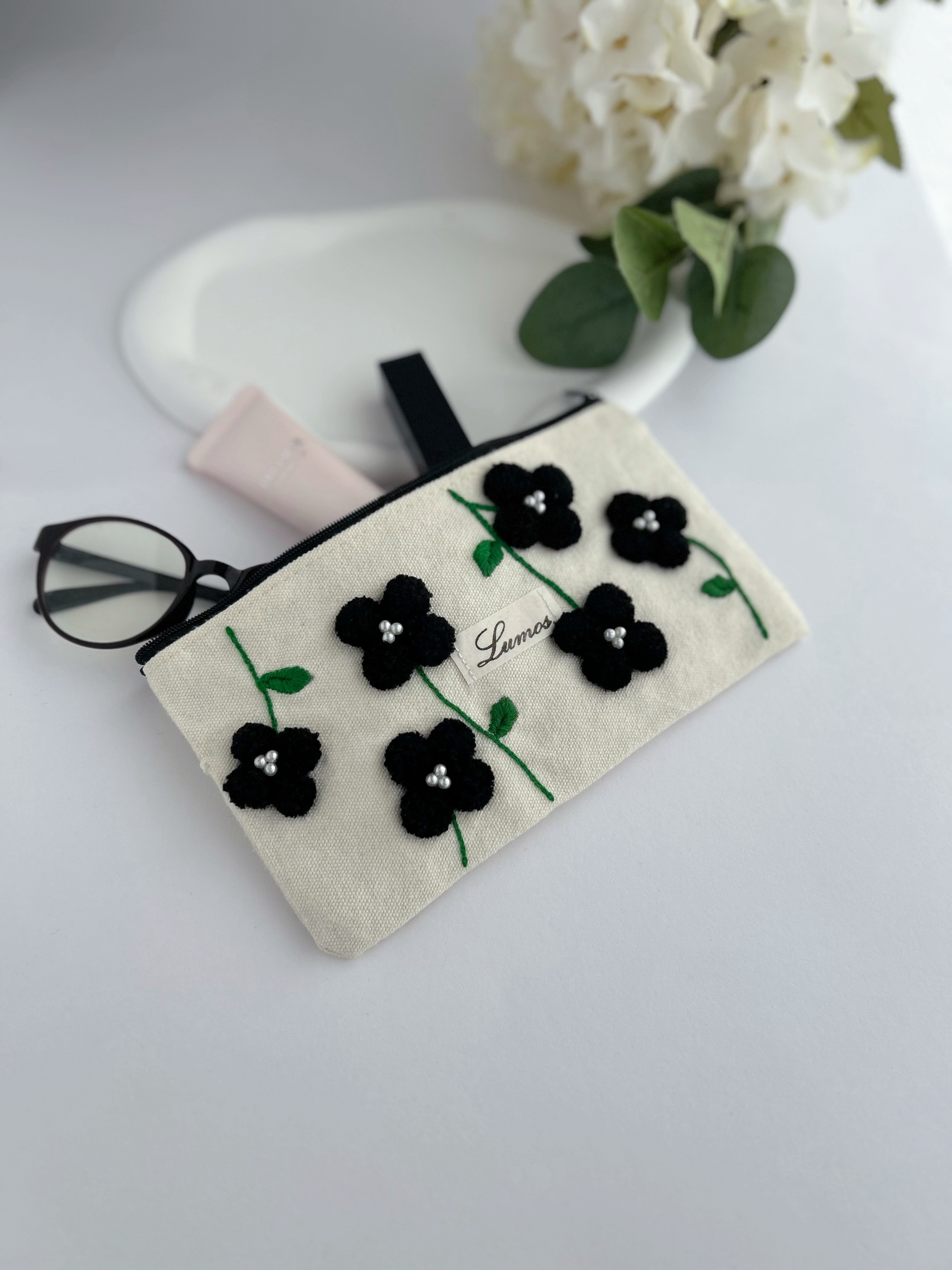 美品　ANAYI ブルゾン　花柄　刺繍　ブラック　黒