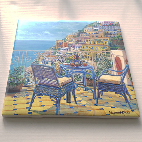 額装絵画☆イタリアで版画化☆アマルフィ 地中海 風景画 版画