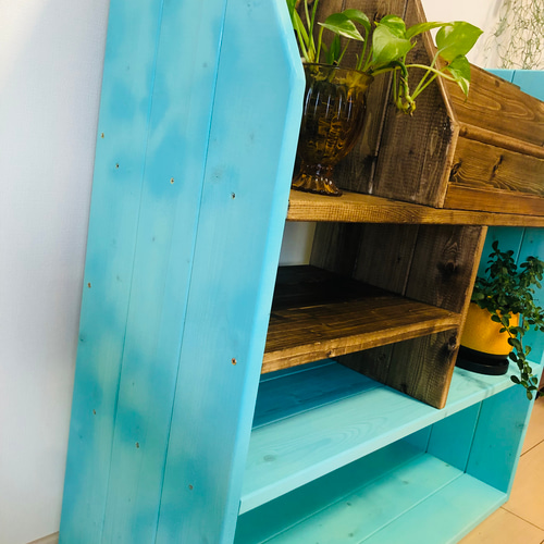 緑が映える絵本棚本棚ブックシェルフ無垢材