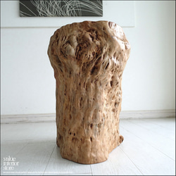 ライチ無垢材 スツールLyc 椅子 丸太スツール イス プリミティブスツール 花台 ナチュラル 一点物 重さ51kg 3枚目の画像