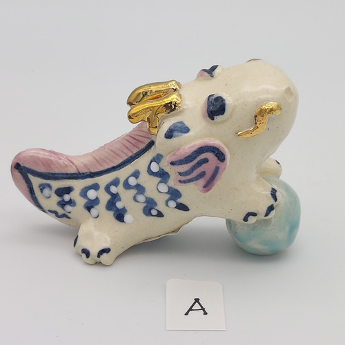 2024干支辰 白竜(小サイズ) [手びねり陶製・九谷和絵具] その他置物