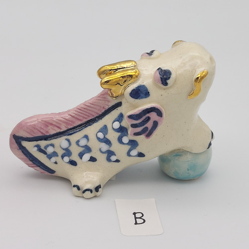 2024干支辰 白竜(小サイズ) [手びねり陶製・九谷和絵具] その他置物