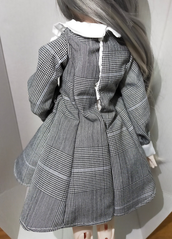 SDM・40cmドール お洋服 千鳥柄ワンピース(B級品) 3枚目の画像