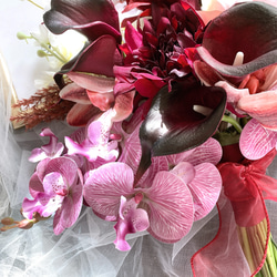 クラッチブーケ　ウエディングブーケ 冬婚 胡蝶蘭 カラー 披露宴 ウェルカムスペース 2枚目の画像