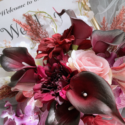 クラッチブーケ ウエディングブーケ 冬婚 胡蝶蘭 カラー 披露宴