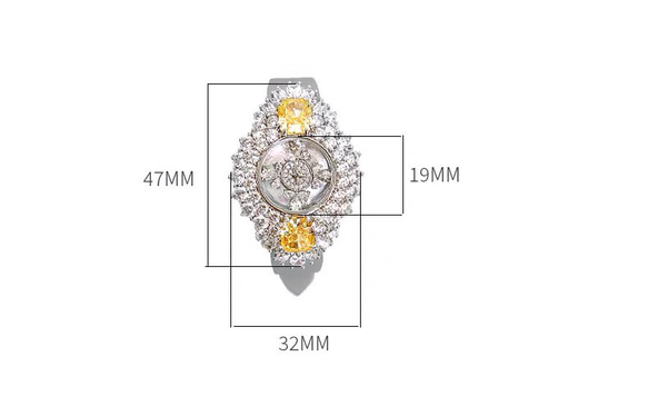 ホワイト イエロー 高炭素ダイヤモンド キラキラ ゴージャス ラグジュアリー ジュエリー腕時計 ホワイト 白 エレガント 12枚目の画像
