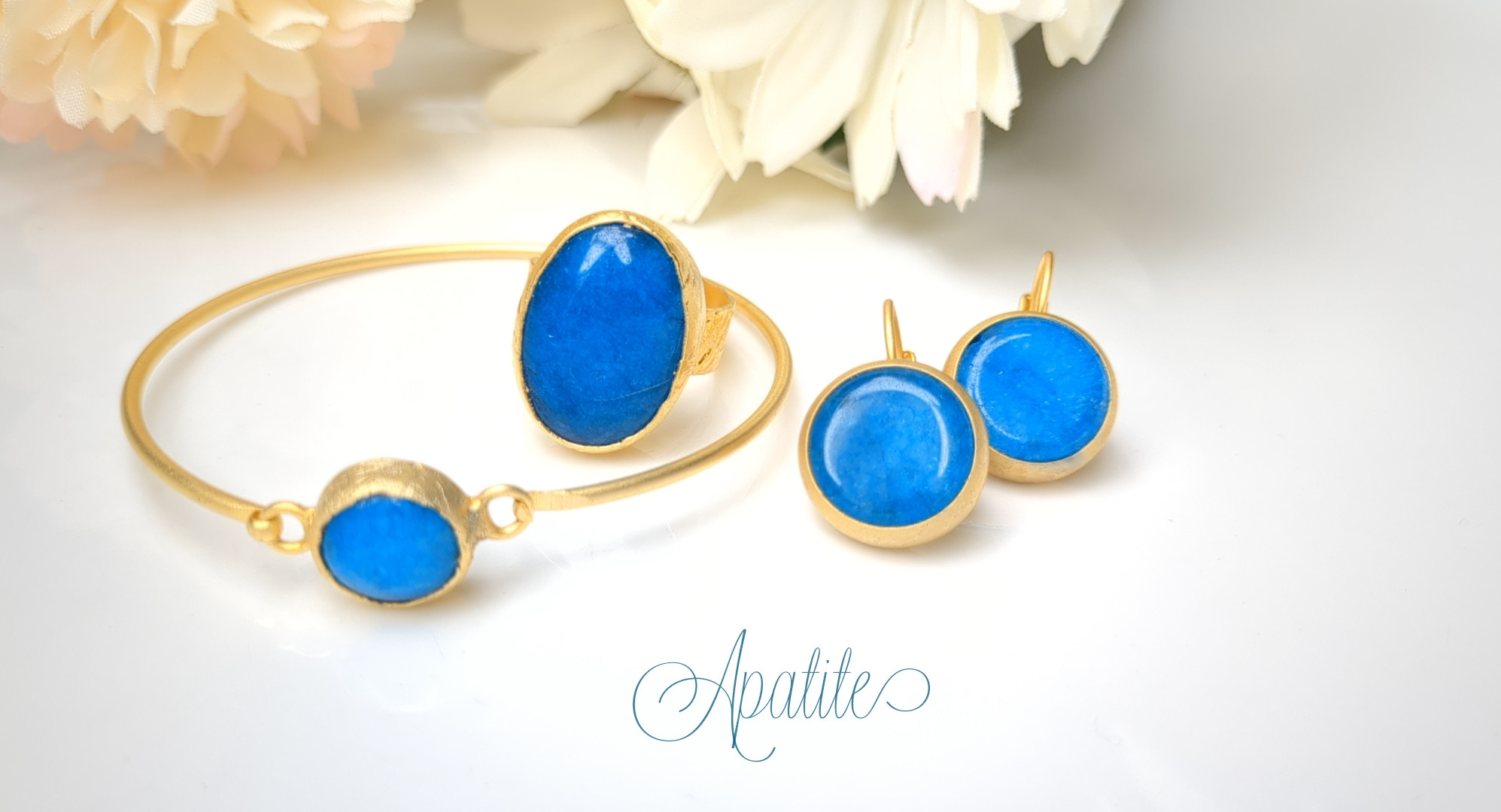 ★福袋★「ブルーアパタイト」3点セット★世界でひとつの天然石セット