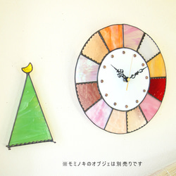 28㎝φ・ステンドグラスの時計（掛時計・置時計）クッキー＊ピンク系【新作2024】 5枚目の画像