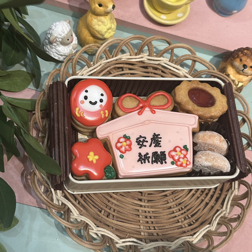 安産祈願に＊絵馬入り アイシングクッキー缶 クッキー KUMIChaka