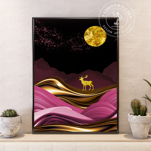 アートポスター シック 夜空に輝く月 幻想的な風景アート