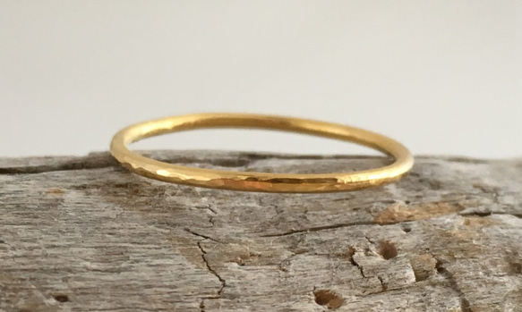 M様オーダーメイド◇K24 Pure Gold Ring◇純金の指輪/リング3（1ｍｍ幅）１６号 2枚目の画像
