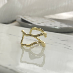 値下げ(1-36) design ring 1個　ゴールドカラー　開口指輪 4枚目の画像