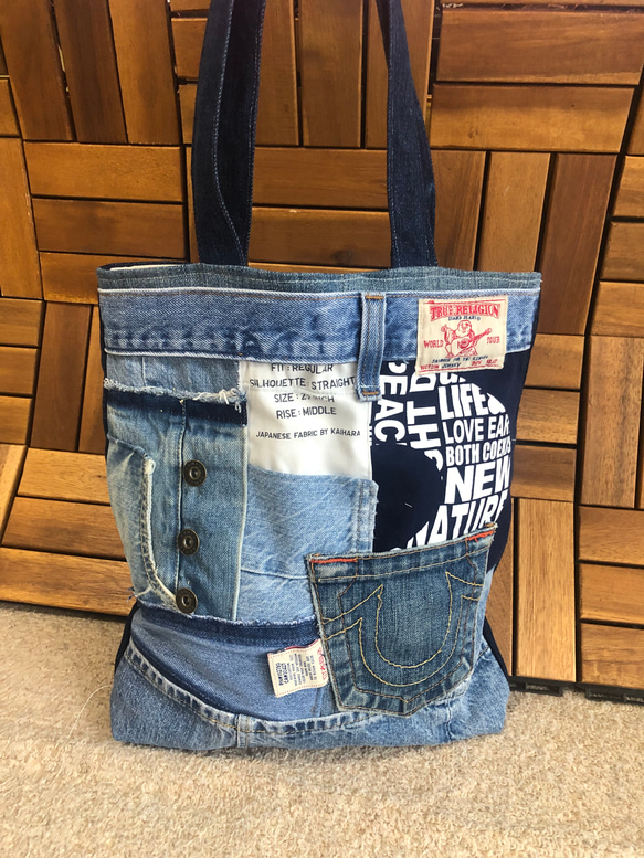 646 大きめデニムリメイクバック　ハンドメイド JUN | #デニムキーケース #デニムリメイクキーケース #デニム