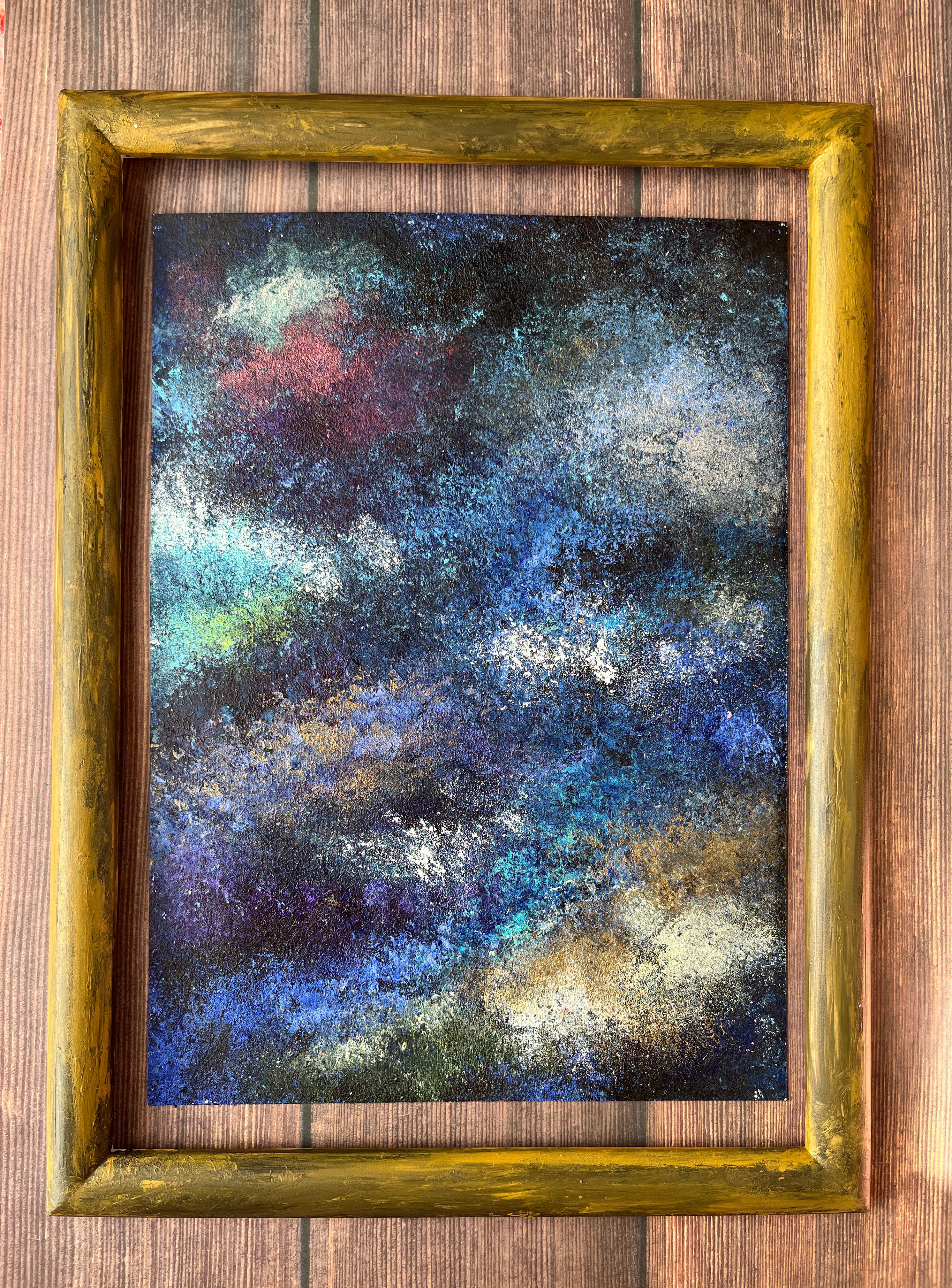 アクリル画 原画 「ルーピンの咲くフィールド02」額縁付 F4サイズ