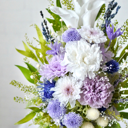 プリザーブドフラワー仏花 ゆり リリー カラー ラベンダー