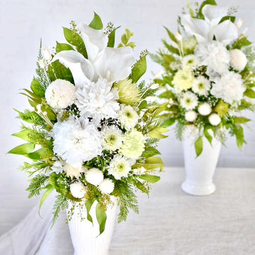 プリザーブドフラワー仏花 ゆり リリー カラー カーネーション かすみ