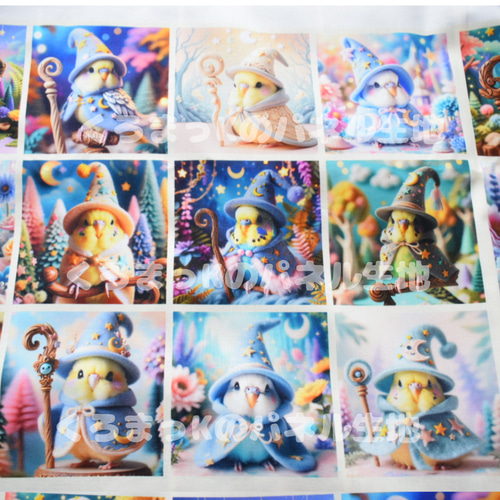 魔法使いのセキセイインコ】パネル生地 オリジナル ハンドメイド 生地 
