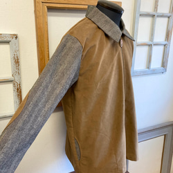 男女兼用❤️ストライプ柄ジップアップのジャケットコート　キャメル（男女フリー メンズＬ、レディースＬＬ） 3枚目の画像