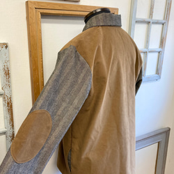 男女兼用❤️ストライプ柄ジップアップのジャケットコート　キャメル（男女フリー メンズＬ、レディースＬＬ） 10枚目の画像