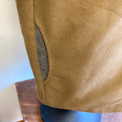 男女兼用❤️ストライプ柄ジップアップのジャケットコート　キャメル（男女フリー メンズＬ、レディースＬＬ） 7枚目の画像