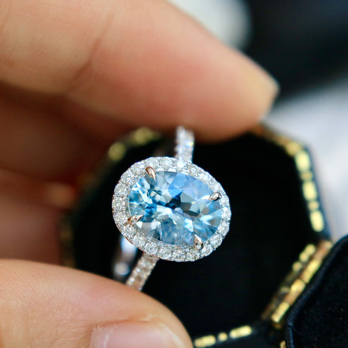 アクアマリン ダイヤモンド k18 YG リング K18 YG 大粒アクアマリンリング 指輪・リング 指輪工房cerchio