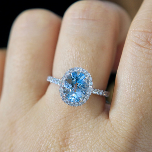 天然ダイヤモンド付きアクアマリンリングk18 指輪・リング