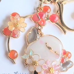 桜満開！シマエナガキーホルダー(リング)【桜ハンドメイド2024