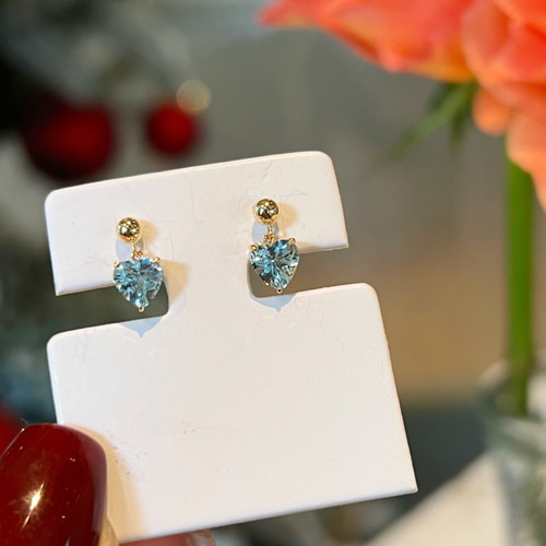 楽天市場】アクアマリンサンタマリアピアス ハートピアス