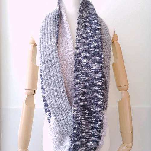 3種類の毛糸で編んだ手編みスヌード スヌード はなりん 通販 17066860