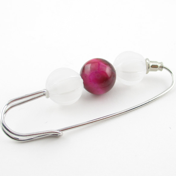 何かこう忙しさが目立つから、時々はピンクタイガーアイの果実に酔いしれたい♪<カブトピンブローチ>SB967 4枚目の画像