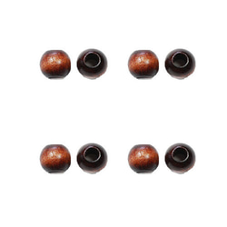 穴大 ウッドビーズ 丸型ラウンド ＮＯ１  9.5×8mm こげ茶色 １０コ入り こちらは穴が大きめです 1枚目の画像